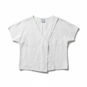 Drawstrings of Malibu White Cotton V-Neck Wrap Top XL Made in USA Travel Wear